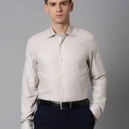 Louis Philippe Gods & Kings Grey Cotton Regular Fit Texture Shirt-image-2