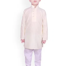 SG YUVRAJ Boys Yellow & White Solid Kurta with Pyjamas-5