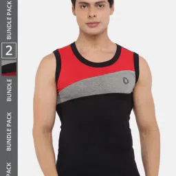 Dollar Bigboss Assorted Cotton Regular Fit Colour Block Vest - Pack Of 2-image-82