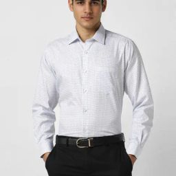 Van Heusen White Cotton Regular Fit Self Pattern Shirt-image-80
