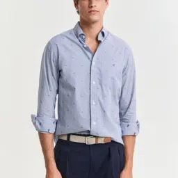GANT Men Regular Sailing Coupe Striped Cotton Casual Blue Shirt-image-2