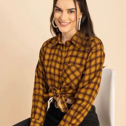 Moomaya Brown Checks Shirt-image-9