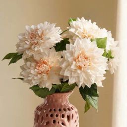 Pure Home and Living White Plastic Artificial Dahlia Flower Stem-picture-34