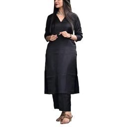 TRY LUCK FASHION Black Viscose Rayon Kurta Sets-image-59