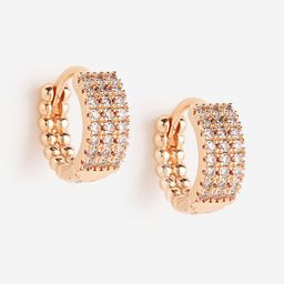 DressBerry Rose Gold-Plated Cubic Zirconia Circular Hoop Earrings-image-68