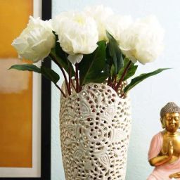 Pure Home and Living Ivory Plastic Artificial Peony Flower Stem-image-71