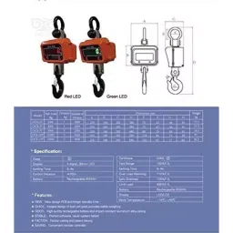 TAJ+ OCS Premium 5000 Kg Capacity Aluminium Heavy Sturdy Digital Crane Scale with IR Remote, TI-OCS-5T image 2
