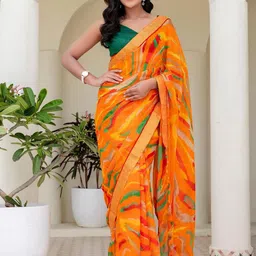 KALINI Orange Pure Georgette Saree-image-17