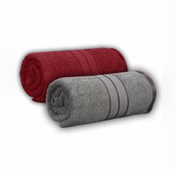 Dollar Brown & Grey 2 Pieces Cotton 600 GSM Bath Towel-10