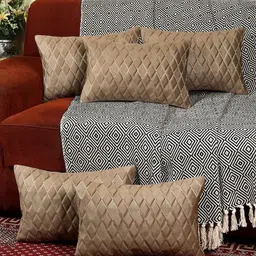 Designer Rectangle Cushion Covers 12x18 Set of 5 | Premium Velvet Sofa Throw Pillow Covers | Stylish Modern Home Dcor | Mouse Color-image-12