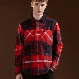 The Bear House Red Regular Fit Checks Shirt-picture-5