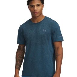 Under Armour Blue Seamless Stride Slim Fit T-Shirt-image-21
