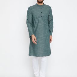 even Men Green Solid Straight Kurta-image-99