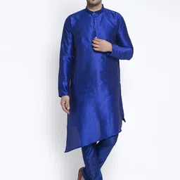 Benstoke Men Blue Solid Kurta with Churidar-image-77