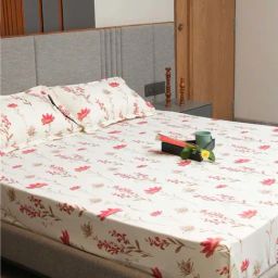 Urban Space Pomegranate Pink Cotton 200 TC King Bedsheet with 2 Pillow Covers-22