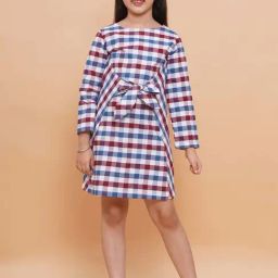 Piccolo Kids Multicolor Checks Regular Fit Dress-image-99