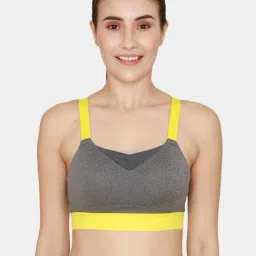 Zelocity by Zivame Grey Non-Wired Non-padded Sports Bra-image-32