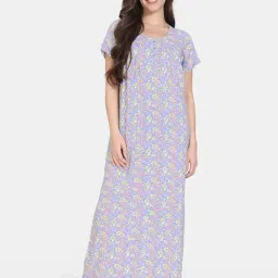 Zivame Blue Printed Nighty-image-10