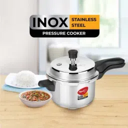 Pigeon Silver & Black Stainless Steel Induction Friendly Pressure Cooker (3 L) - Set of 1-5
