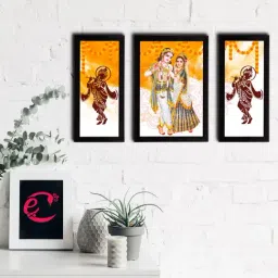 eCraftIndia Set of 3 Radha Krishna Satin Matt Texture UV Art Painting-20