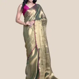 Suta Green Zari Work Saree Without Blouse-image-33