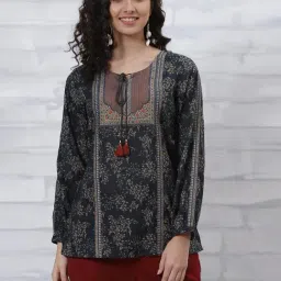 Rangriti Black Printed Tunic-image-14