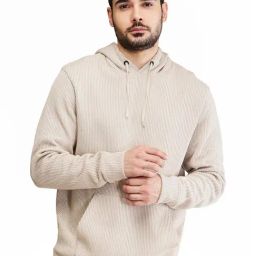Being Human White Regular Fit Self Pattern Hooded Sweatshirt-13