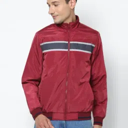 Allen Solly Maroon Regular Fit Striped Jacket-35
