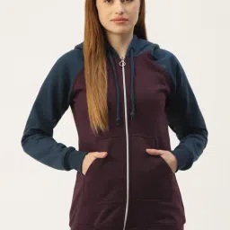BRINNS Burgundy & Teal Color-Block Hoodie-image-49