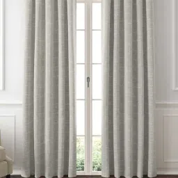 GM Self Grey Polyester 7 ft Eyelet Ring Top Door Curtain - Set of 2-10