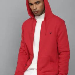 Men Red Hooded Neck Full Sleeves Casual Sweatshirt-image-25