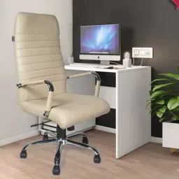 Adiko Systems Cream Leatherette High Back Executive Chair-91