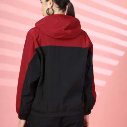 Chkokko Maroon & Black Color-Block Jacket image 2