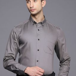 Louis Philippe Pure Cotton Button-Down Collar Classic Fit Formal Shirt-image-98