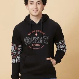 Being Human Black Regular Fit Printed Hooded Sweatshirt-image-89