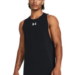 Under Armour Black Cotton Regular Fit Logo Printed Tank Tee-picture-17