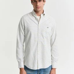GANT Men Button-Down Classic Oxford Check Cotton Casual Blue Shirt-picture-12