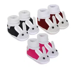 NESKA MODA 12 To 18 Month NonSlip Baby Boy & Baby Girl 3 Pair Set Cotton Rabbit & Butterfly Booties-image-53