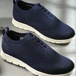 Hoversole Men's Lane Navy Brogue Shoes-image-77