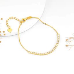 GIVA 925 Sterling Silver Golden Zircon Joy Tennis Bracelet Adjustable For Women-image-20