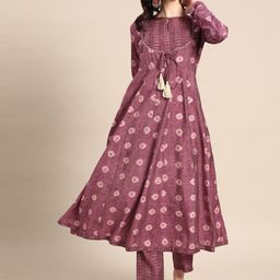 Sangria Women Ethnic Motifs Printed Empire Gotta Patti Kurta with Trousers-image-12