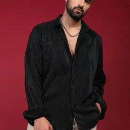 Campus Sutra Black Regular Fit Texture Shirt-picture-19
