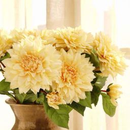 Pure Home and Living Yellow Plastic Artificial Dahlia Flower Stem-picture-35