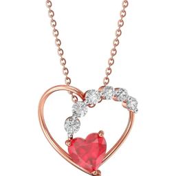 Joyalukkas 18k (750) Purity Rose Gold Delicate Ruby Heart Diamond Pendant-image-62