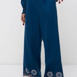 Bombay Paisley by Westside Blue Floral High-Rise Cotton Blend Pants-picture-21