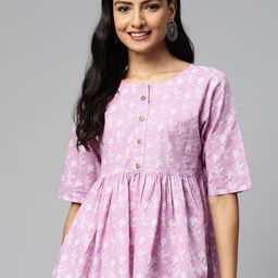 HIGHLIGHT FASHION EXPORT Pink Floral Print Empire Top-58