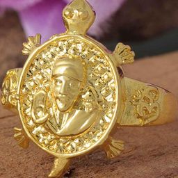 Brass Goldplated SaiBaba On Tortoise Vastu fingerring Fengshui Men Women-64