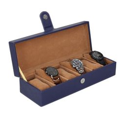Leather World Unisex 6 Slots Blue Watch Organiser Box-19