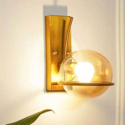 Kapoor E Illuminations Togo Brass Glass Single Light Wall Lamp-image-98