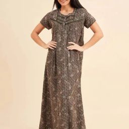 Sweet Dreams Brown Cotton Printed Night Gown-image-96